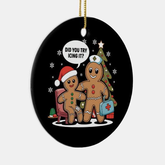 Kerstverpleegster peperkoek man heb je geprobeerd keramisch ornament (Rechts)