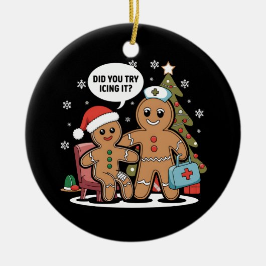 Kerstverpleegster peperkoek man heb je geprobeerd keramisch ornament (Voorkant)