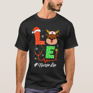 Kerstverpleegster Scrub Love Reindeure Neurse T-shirt