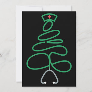 Kerstverpleegster Stethoscoop Boom Kerstman Hoed K Kaart