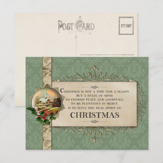 Kerstvers en  wintervignet feestdagenkaart (Voorkant / Achterkant)