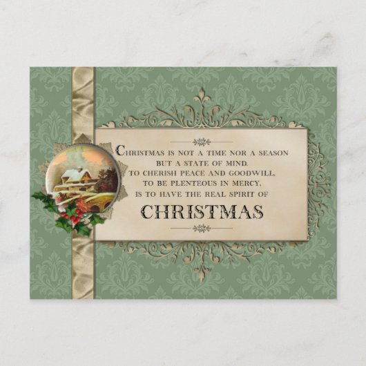 Kerstvers en  wintervignet feestdagenkaart (Voorkant)