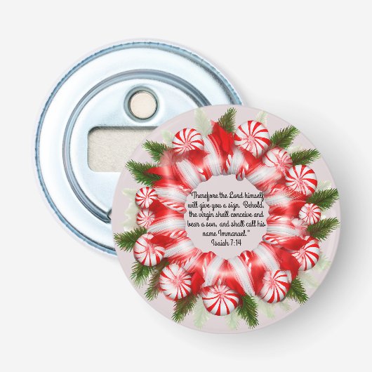 Kerstvers Flesopener Knop Button Flesopener (Voorkant)