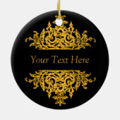 Kerstversieel van zwarte en gouden barokjes keramisch ornament (Achterkant)