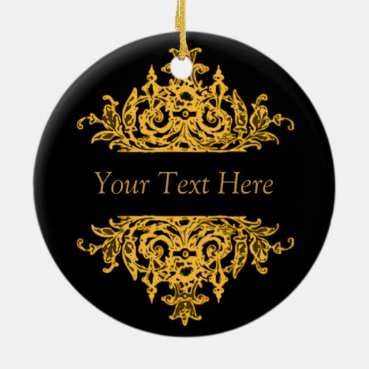 Kerstversieel van zwarte en gouden barokjes keramisch ornament (Achterkant)