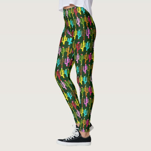 Kerstversierde Cactus Kerstmis Leggings (Links)
