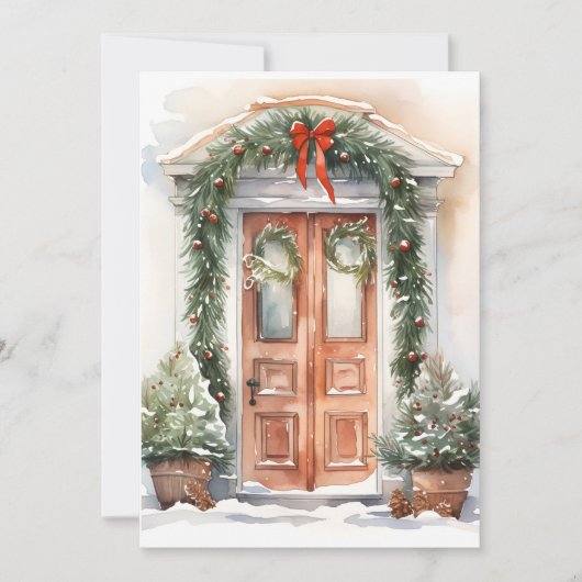 Kerstversierde kerstgroetkaart feestdagenkaart (Voorkant)