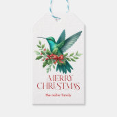 Kerstversierde Kolibrie Prettig Kerstfeest Cadeaulabel (Voorkant)