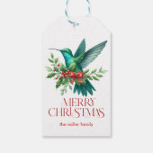Kerstversierde Kolibrie Prettig Kerstfeest Cadeaulabel (Achterkant)