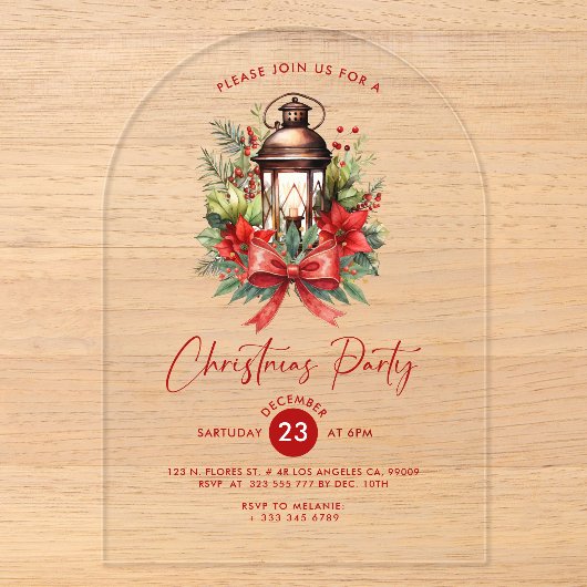 Kerstversierde Lantaarn Feest Uitnodiging (Voorkant)