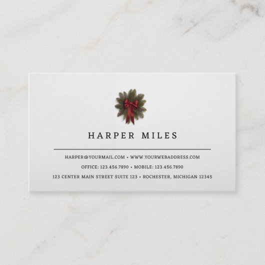 kerstversierder visitekaartje (Voorkant)