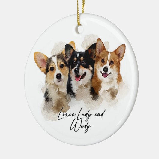 kerstversiering 2022 met portret keramisch ornament (Links)