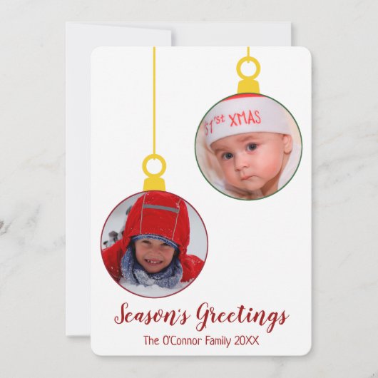 kerstversiering, 2 fotokaartje voor een feestdag feestdagenkaart (Voorkant)