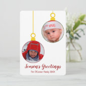 kerstversiering, 2 fotokaartje voor een feestdag feestdagenkaart (Staand voorkant)