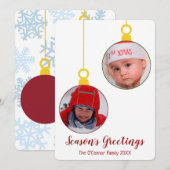 kerstversiering, 2 fotokaartje voor een feestdag feestdagenkaart (Voorkant / Achterkant)