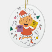 Kerstversiering 2 gezichten keramisch ornament (Links)