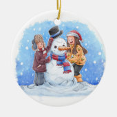 Kerstversiering 2 gezichten keramisch ornament (Voorkant)