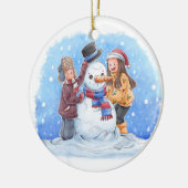 Kerstversiering 2 gezichten keramisch ornament (Links)