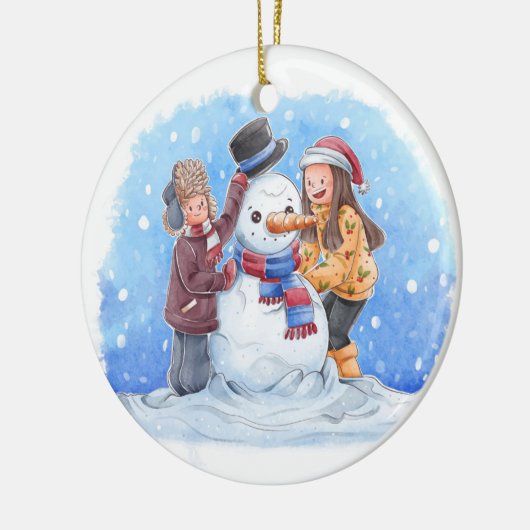 Kerstversiering 2 gezichten keramisch ornament (Links)