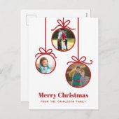 Kerstversiering 3 Foto Feestdagenkaart (Voorkant / Achterkant)