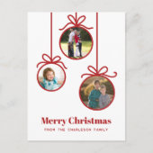 Kerstversiering 3 Foto Feestdagenkaart (Voorkant)