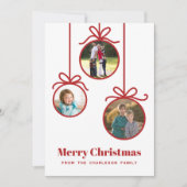 Kerstversiering 3 Foto Feestdagenkaart (Voorkant)