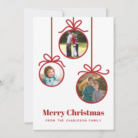 Kerstversiering 3 Foto Feestdagenkaart (Voorkant)