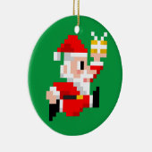 kerstversiering: 8-bits Santa Claus (blauw) Keramisch Ornament (Rechts)