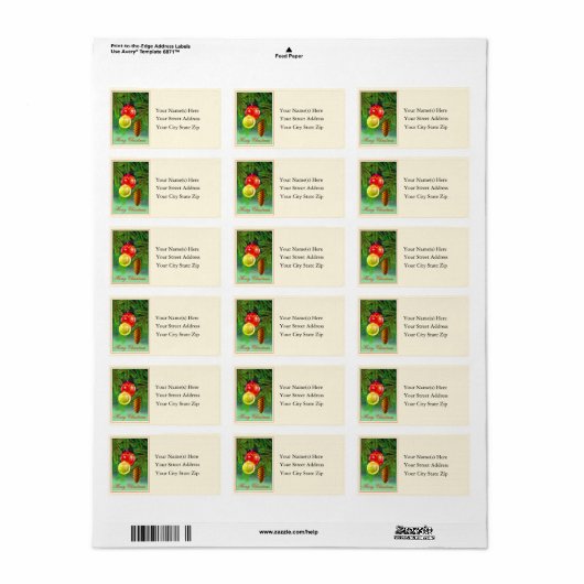 kerstversiering  adreslabel etiket (Full Sheet)