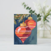 Kerstversiering Aquarel Vintage Feestdagenkaart (Staand voorkant)