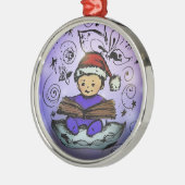 Kerstversiering - Baby kerstkerstman die een boek  Metalen Ornament (Links)