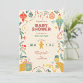 Kerstversiering baby shower Uitnodiging (Staand voorkant)