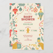 Kerstversiering baby shower Uitnodiging (Voorkant / Achterkant)