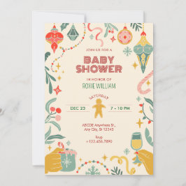 Kerstversiering baby shower Uitnodiging
