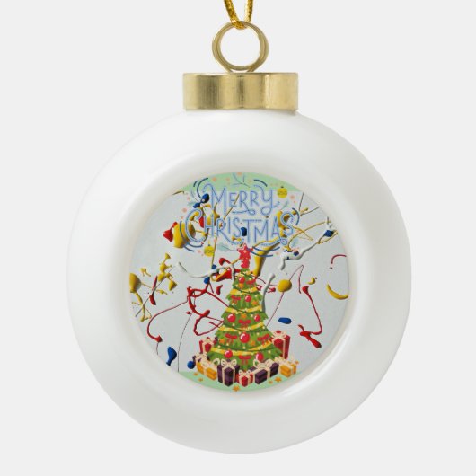 Kerstversiering bal keramische bal ornament (Voorkant)