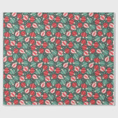 Kerstversiering Baubles rood groen Cadeaupapier (Vlak)