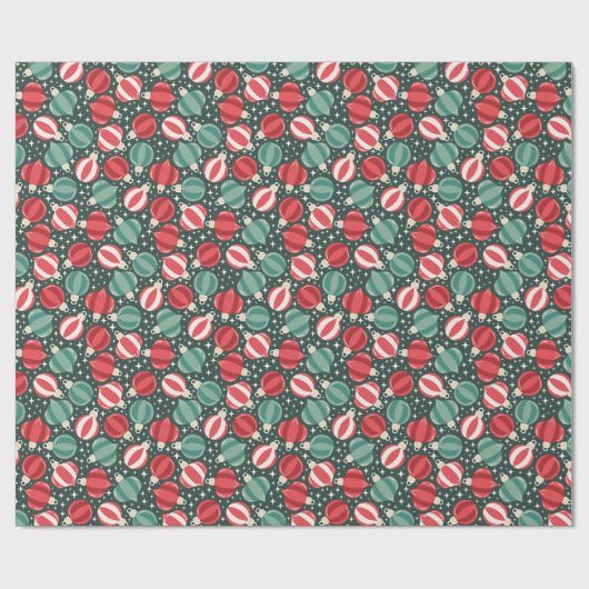 Kerstversiering Baubles rood groen Cadeaupapier (Vlak)