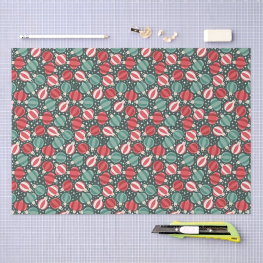 Kerstversiering Baubles rood groen Tissuepapier (Craft)