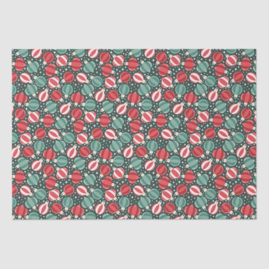 Kerstversiering Baubles rood groen Tissuepapier (Voorkant)