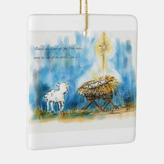 kerstversiering "Behold the Lamb" Keramisch Ornament (Rechts)