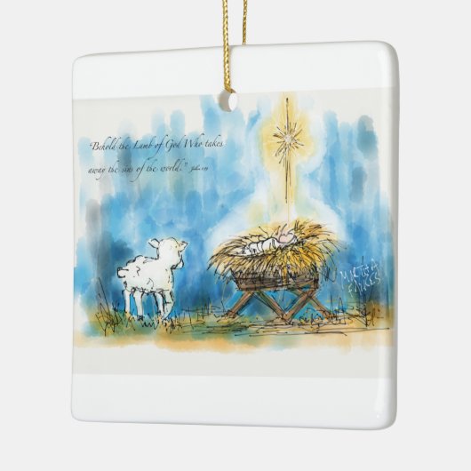 kerstversiering "Behold the Lamb" Keramisch Ornament (Links)