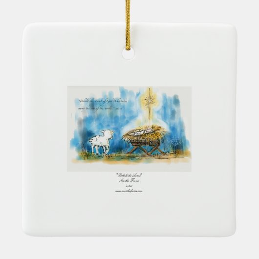 kerstversiering "Behold the Lamb" Keramisch Ornament (Achterkant)