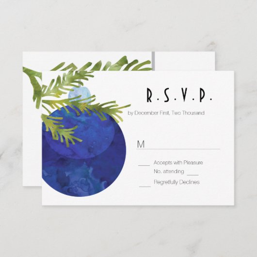 kerstversiering, blauw, weduwschap RSVP (Voorkant / Achterkant)