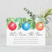 Kerstversiering boom trimmen virtuele partij kaart (Staand voorkant)