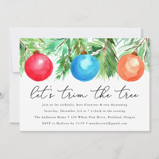 kerstversiering | Boom Trimming Party Kaart (Voorkant)