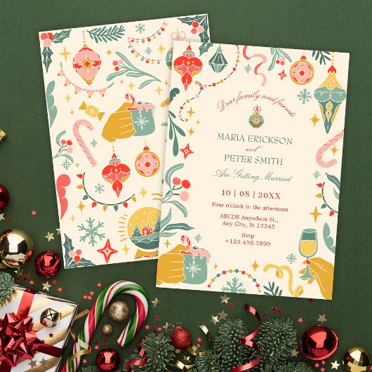 Kerstversiering bruiloft Uitnodiging