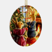 kerstversiering - Bunnies die de boom ontkleuren Keramisch Ornament (Rechts)