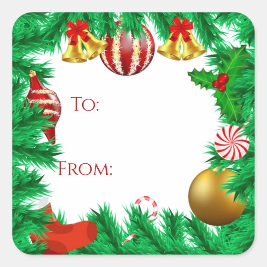Kerstversiering Cadeaublaadje Stickers (Voorkant)