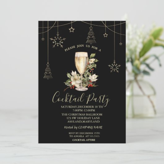 Kerstversiering Champagne Kerstfeest Kaart (Staand voorkant)