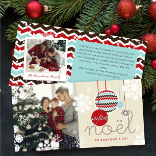 Kerstversiering Chevron Modern Foto Feestdagenkaart